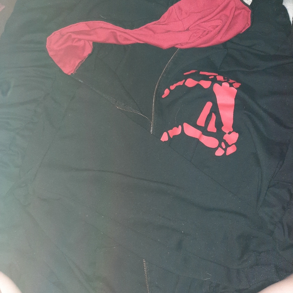 Red and black zip up hoddie